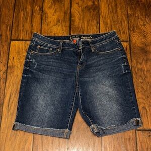 Apt. 9 Dark Blue Rolled Cuff Denim Bermuda Shorts